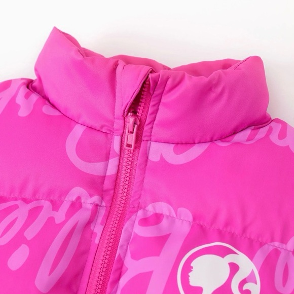 Barbie Girl 1pc Logo Pattern Long-sleeve Puffer Jacket Coat Roseo - Picture 3 of 12